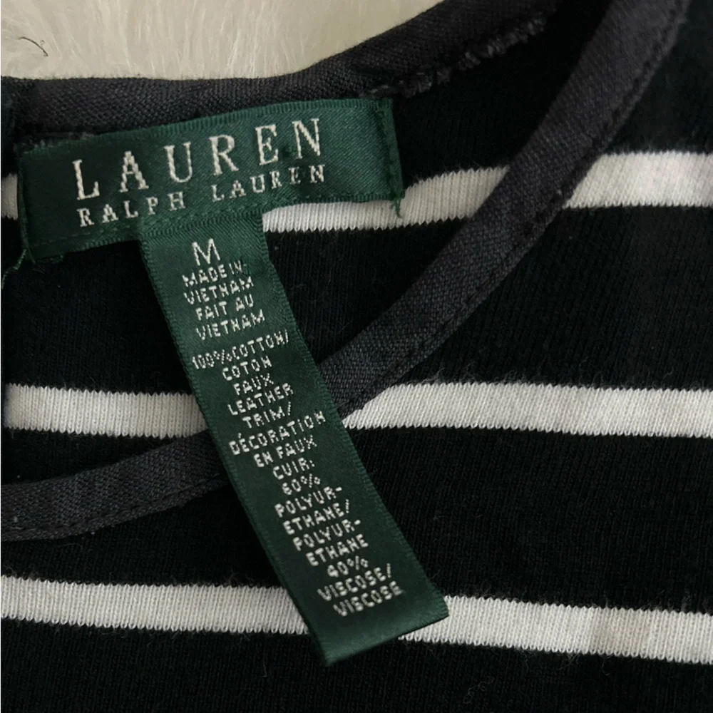 Ralph Lauren Black and White Sheath Dress 3/4 Sleeve Crew Neck